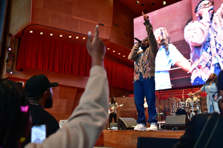 A performer on stage at Chicago Gospel Music Festival